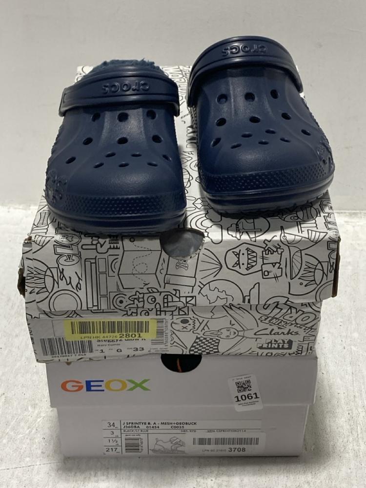Lot 1061  
            Chesterfield SR47 - Parcel Delivery Only 

                
3 X ASSORTED CHILDRENS BRANDED FOOTWEAR TO INCLUDE GEOX SPRINTYE TRAINERS IN BLAC...