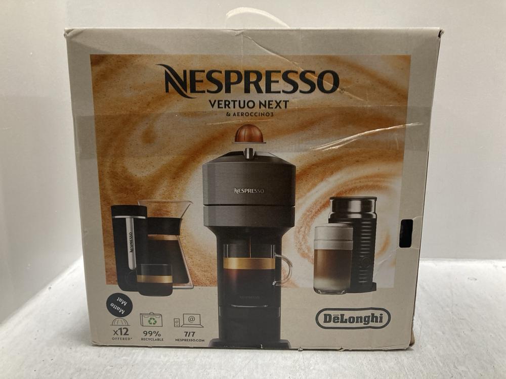 Lot 10  
            Chesterfield SR47 - Parcel Delivery Only 

                
NESPRESSO VERTUO NEXT AND AEROCCINO 3 COFFEE MACHINE ORIGINAL RRP £199 (LOCATION:...