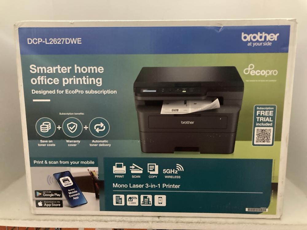 Lot 113  
            Chesterfield SR47 - Parcel Delivery Only 

                
BROTHER MONO LASER PRINTER ORIGINAL RRP £202 - MODEL NO. DCP-L2627DWE (LOCATION: A2)