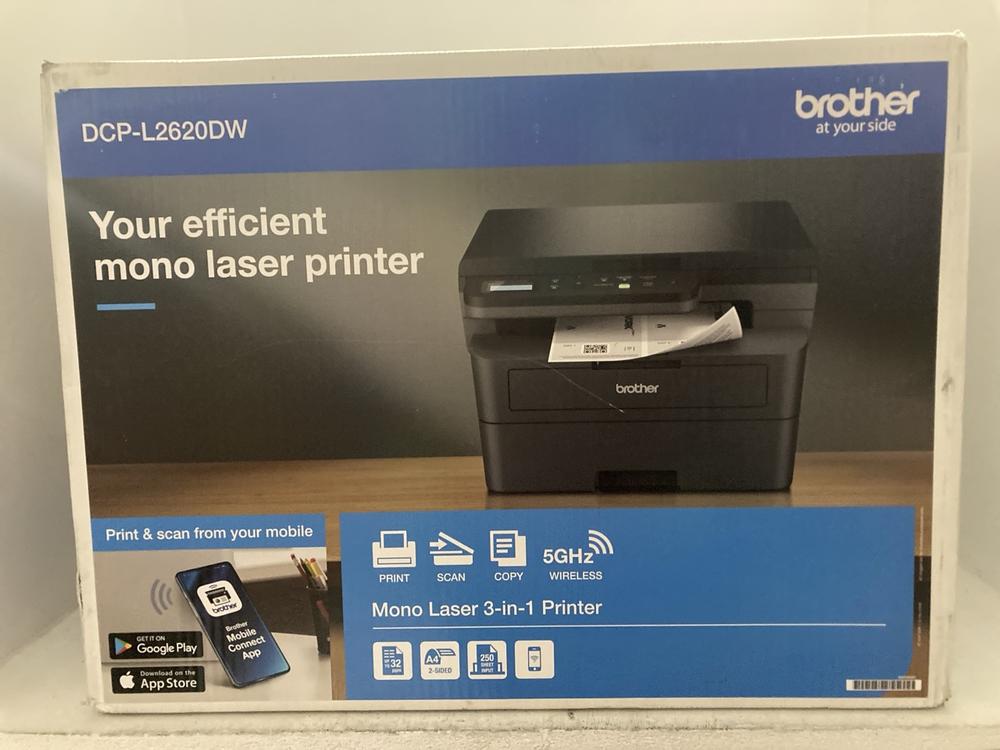 Lot 114  
            Chesterfield SR47 - Parcel Delivery Only 

                
BROTHER MONO LASER PRINTER ORIGINAL RRP £202 - MODEL NO. DCP-L2620DW (LOCATION: A2)