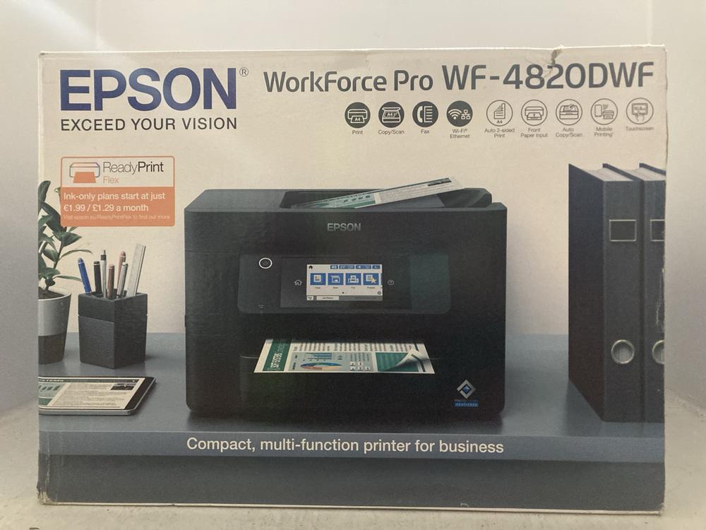 Lot 117  
            Chesterfield SR47 - Parcel Delivery Only 

                
EPSON WORKFORCE PRO ADVANTAGE PRINTER - MODEL NO. WF-4820DWF - ORIGINAL RRP £121 ...