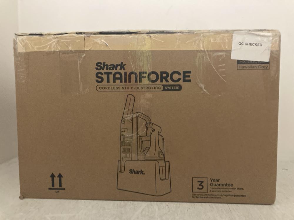 Lot 129  
            Chesterfield SR47 - Parcel Delivery Only 

                
SHARK STAINFORCE CORDLESS STAIN DESTROYING SYSTEM ORIGINAL RRP £169 (LOCATION: A3)