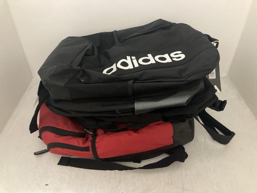 Lot 130  
            Chesterfield SR47 - Parcel Delivery Only 

                
4 X ASSORTED BAGS/BACKPACKS TO INCLUDE ADIDAS LINEAR BACKPACK IN BLACK (LOCATION:...