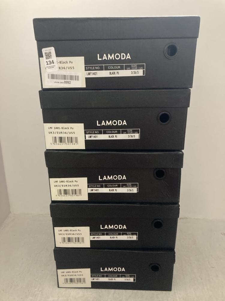 Lot 134  
            Chesterfield SR47 - Parcel Delivery Only 

                
5 X LAMODA CHUNKY PLATFORM HEEL SHOES IN BLACK SIZE 3 (LOCATION: A3)