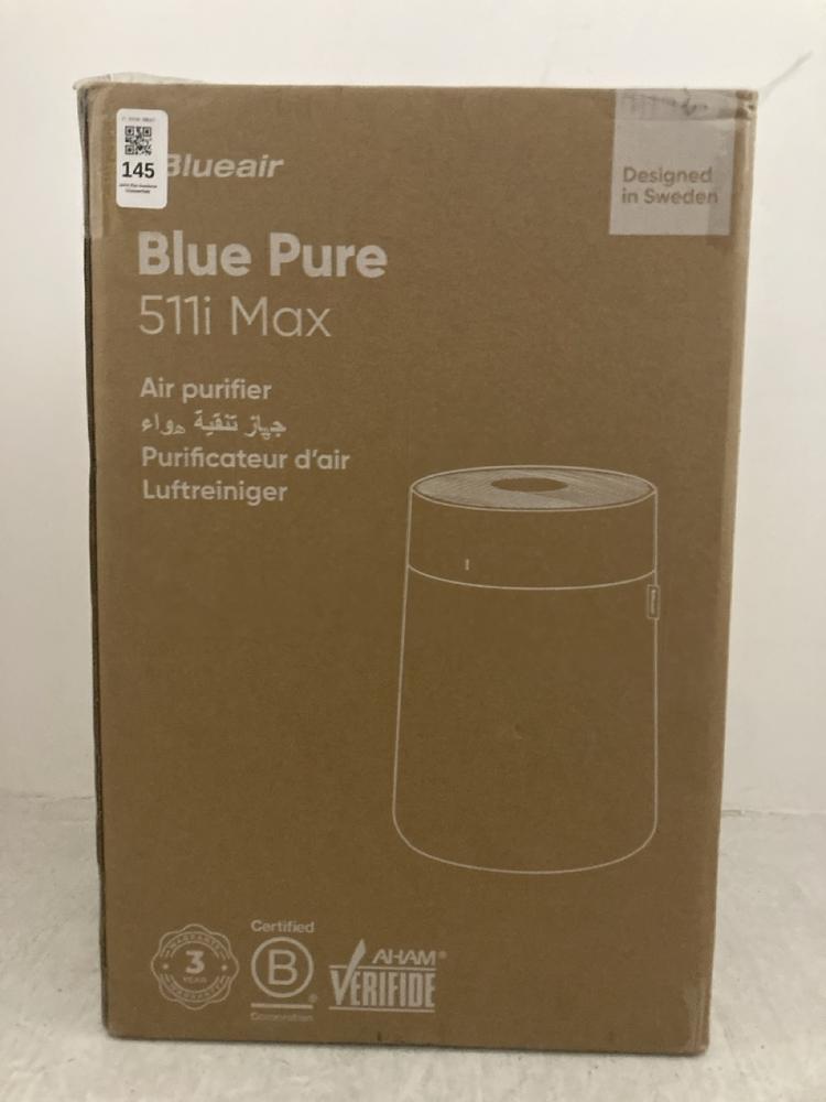 Lot 145  
            Chesterfield SR47 - Parcel Delivery Only 

                
BLUEAIR BLUE PURE 511I MAX AIR PURIFIER ORIGINAL RRP £129 (LOCATION: A4)