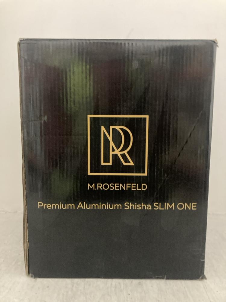 Lot 152  
            Chesterfield SR47 - Parcel Delivery Only 

                
M ROSENFELD PREMIUM ALUMINIUM SLIM ONE SHISHA (ADULT ONLY 18+) (LOCATION: A4)