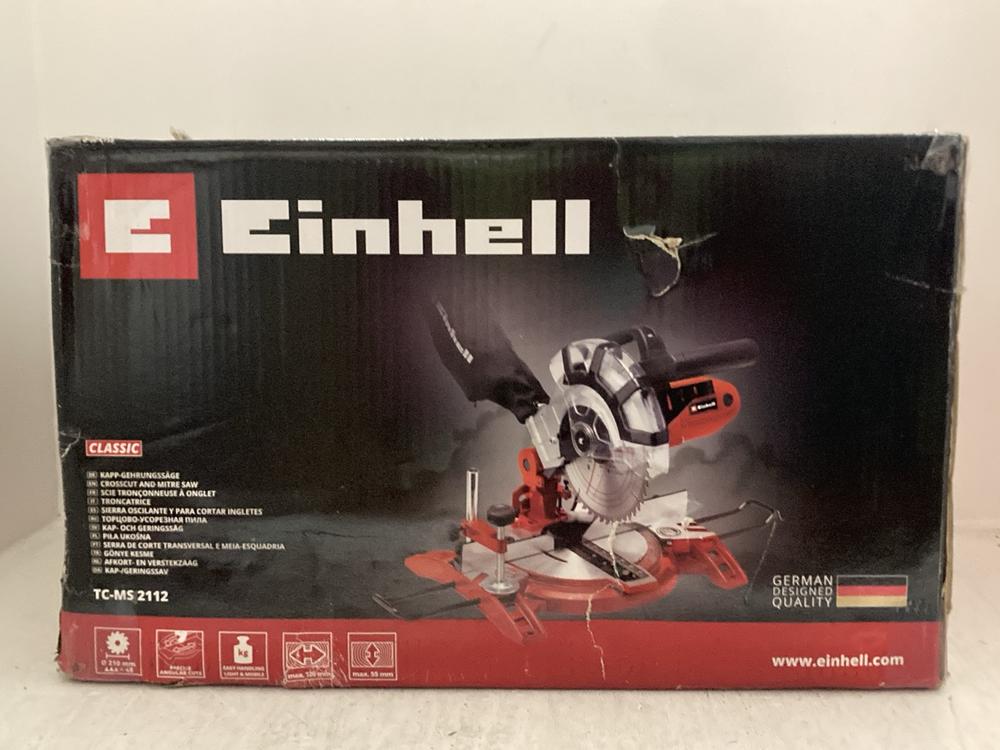Lot 184  
            Chesterfield SR47 - Parcel Delivery Only 

                
EINHELL MITRE SAW - MODEL NO. TC-MS 2112 (LOCATION: A5)