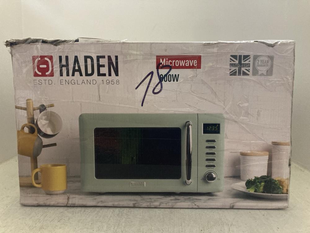 Lot 201  
            Chesterfield SR47 - Parcel Delivery Only 

                
HADEN 800W 20L MICROWAVE OVEN (LOCATION: A6)