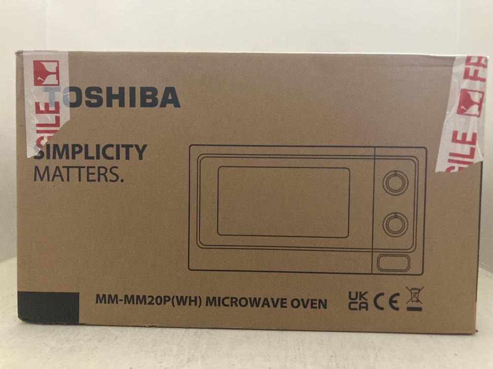 Lot 206  
            Chesterfield SR47 - Parcel Delivery Only 

                
TOSHIBA 20L 800W MICROWAVE OVEN - MODEL NO. MM-MM20P (LOCATION: A6)