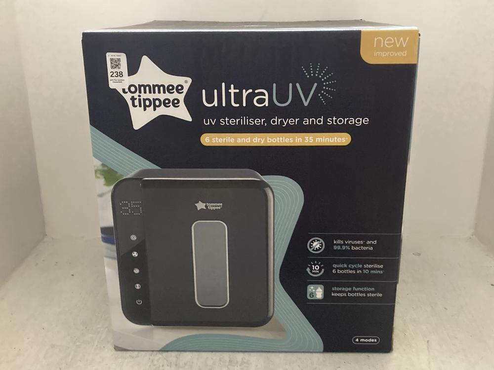 Lot 238  
            Chesterfield SR47 - Parcel Delivery Only 

                
TOMMEE TIPPEE ULTRA UV STERILISER, DRYER AND STORAGE ORIGINAL RRP £149 (LOCATION:...