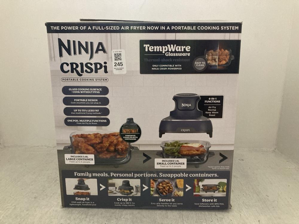 Lot 245  
            Chesterfield SR47 - Parcel Delivery Only 

                
NINJA CRISPI PORTABLE COOKING SYSTEM ORIGINAL RRP £149 (LOCATION: A8)