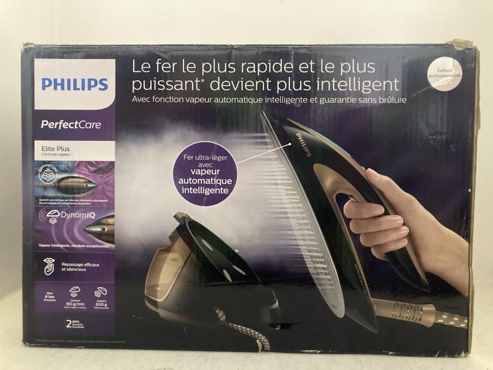 Lot 264  
            Chesterfield SR47 - Parcel Delivery Only 

                
PHILIPS PERFECT CARE ELITE PLUS STEAM GENERATOR IRON ORIGINAL RRP £599 (LOCATION:...