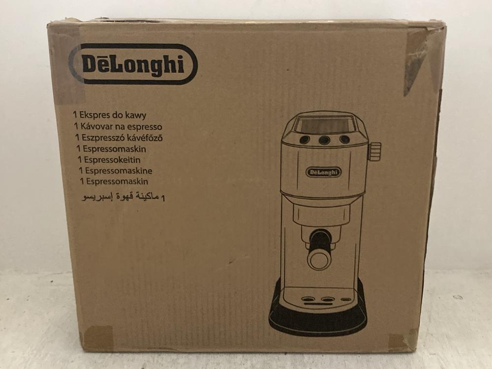 Lot 266  
            Chesterfield SR47 - Parcel Delivery Only 

                
DELONGHI DEDICA STYLE PUMP ESPRESSO MACHINE ORIGINAL RRP £169 (LOCATION: A9)