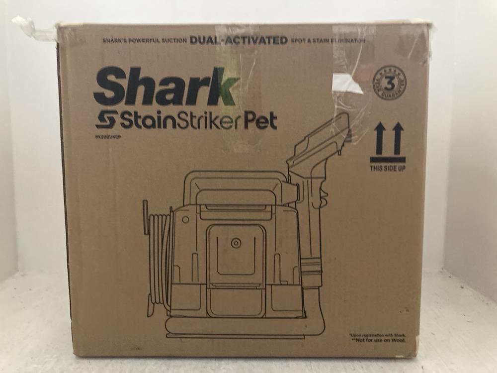 Lot 267  
            Chesterfield SR47 - Parcel Delivery Only 

                
SHARK STAIN STRIKER PET SPOT AND STAIN CLEANER ORIGINAL RRP £170 (LOCATION: A9)