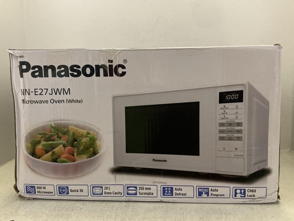 Lot 273  
            Chesterfield SR47 - Parcel Delivery Only 

                
PANASONIC 20L 800W MICROWAVE OVEN ORIGINAL RRP £99 - MODEL NO. NN-E27JWM (LOCATIO...