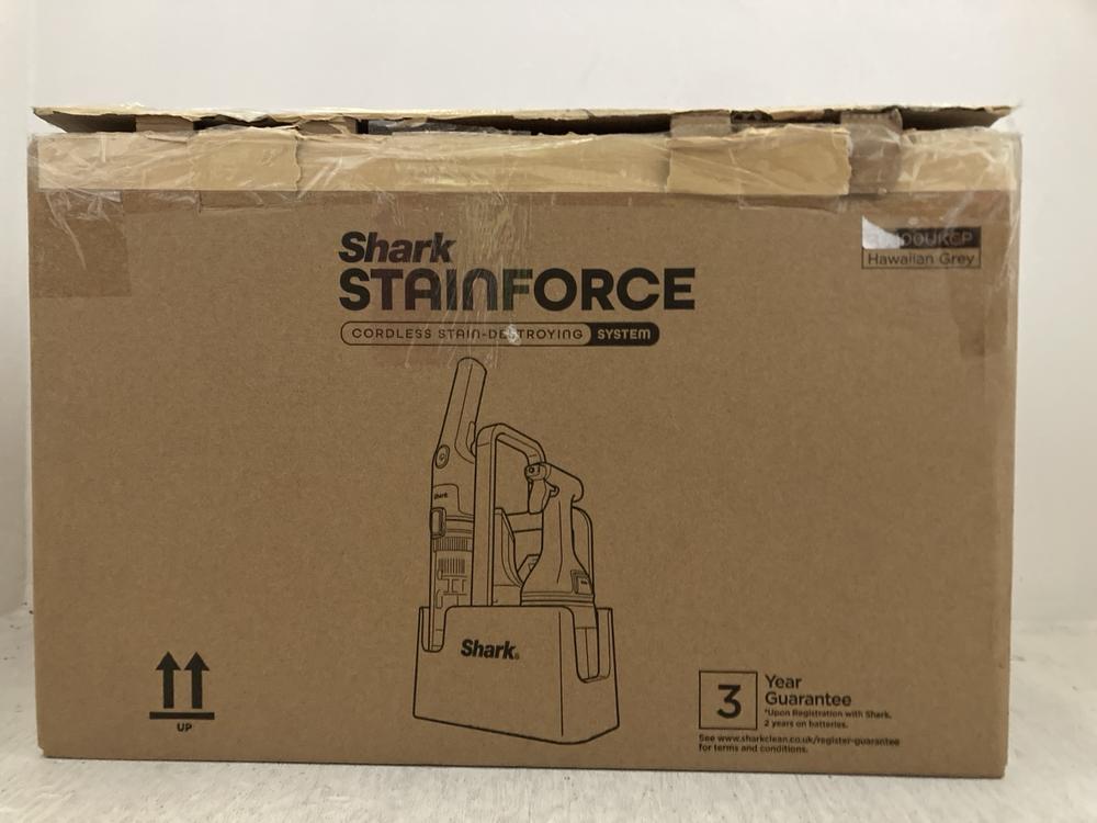 Lot 284  
            Chesterfield SR47 - Parcel Delivery Only 

                
SHARK STAINFORCE CORDLESS STAIN DESTROYING SYSTEM ORIGINAL RRP £169 (LOCATION: A10)