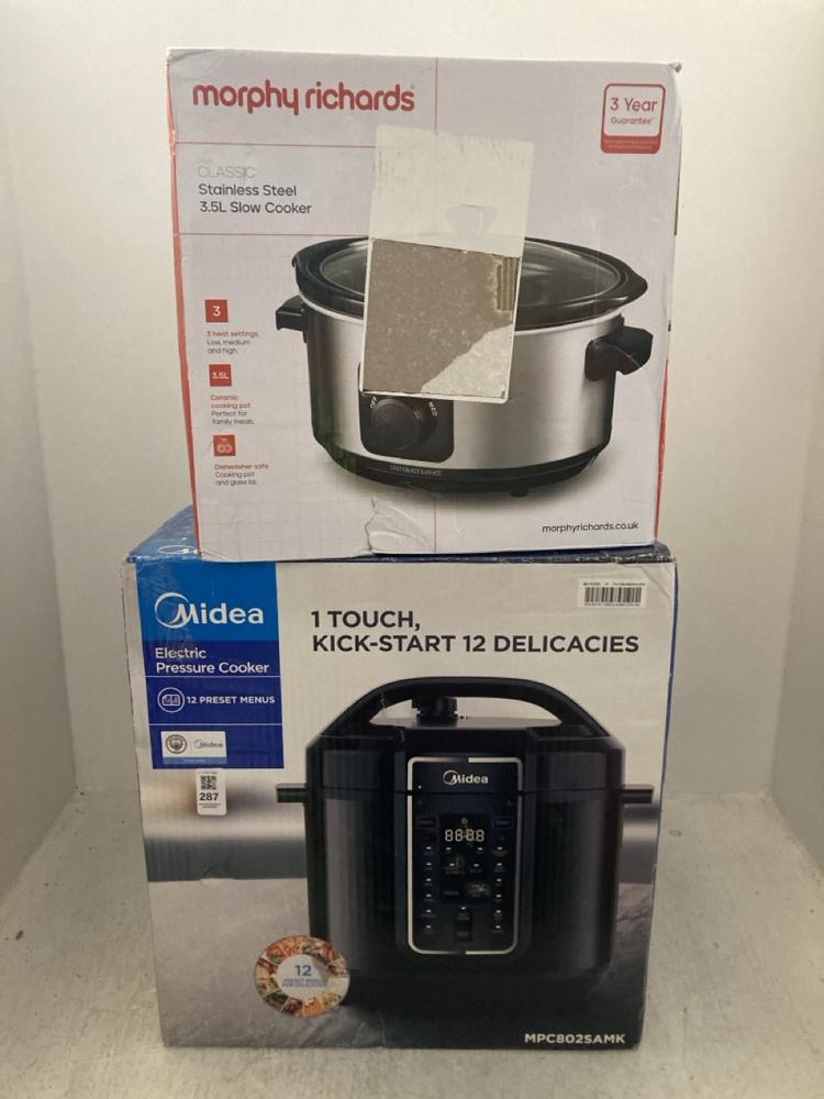 Lot 287  
            Chesterfield SR47 - Parcel Delivery Only 

                
MIDEA ELECTRIC PRESSURE COOKER - MODEL NO. MPC802SAMK TO INCLUDE MORPHY RICHARDS ...