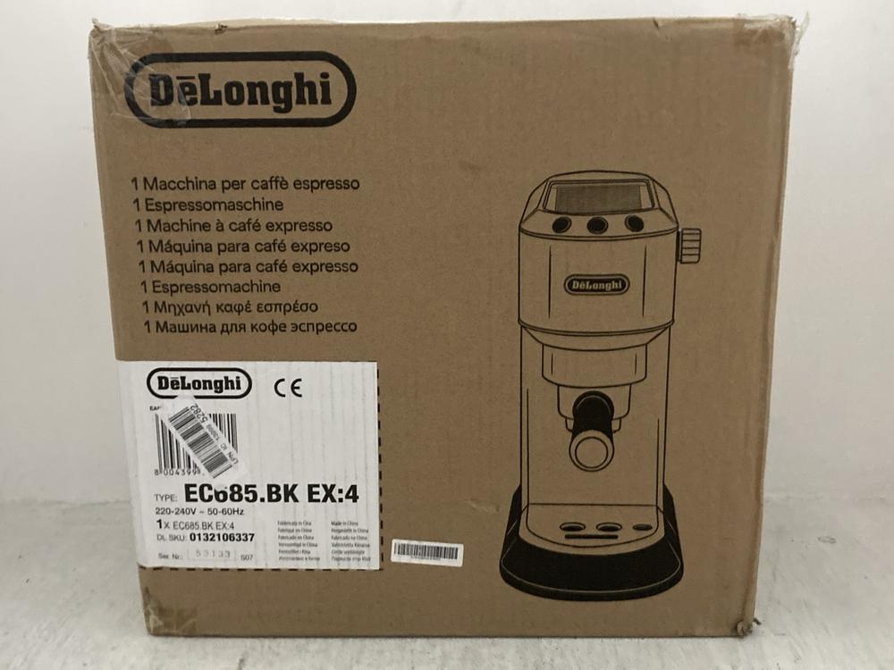 Lot 292  
            Chesterfield SR47 - Parcel Delivery Only 

                
DELONGHI DEDICA STYLE PUMP ESPRESSO MACHINE ORIGINAL RRP £169 (LOCATION: A10)