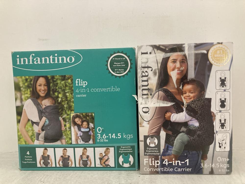 Lot 297  
            Chesterfield SR47 - Parcel Delivery Only 

                
2 X INFANTINO FLIP 4 IN 1 CONVERTIBLE BABY CARRIER (LOCATION: A10)