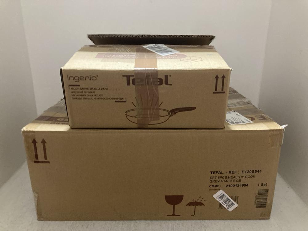 Lot 309  
            Chesterfield SR47 - Parcel Delivery Only 

                
TEFAL HEALTHY COOK ON FIVE PIECE COOKWARE SET TO INCLUDE TEFAL INGENIO FOUR PIECE...