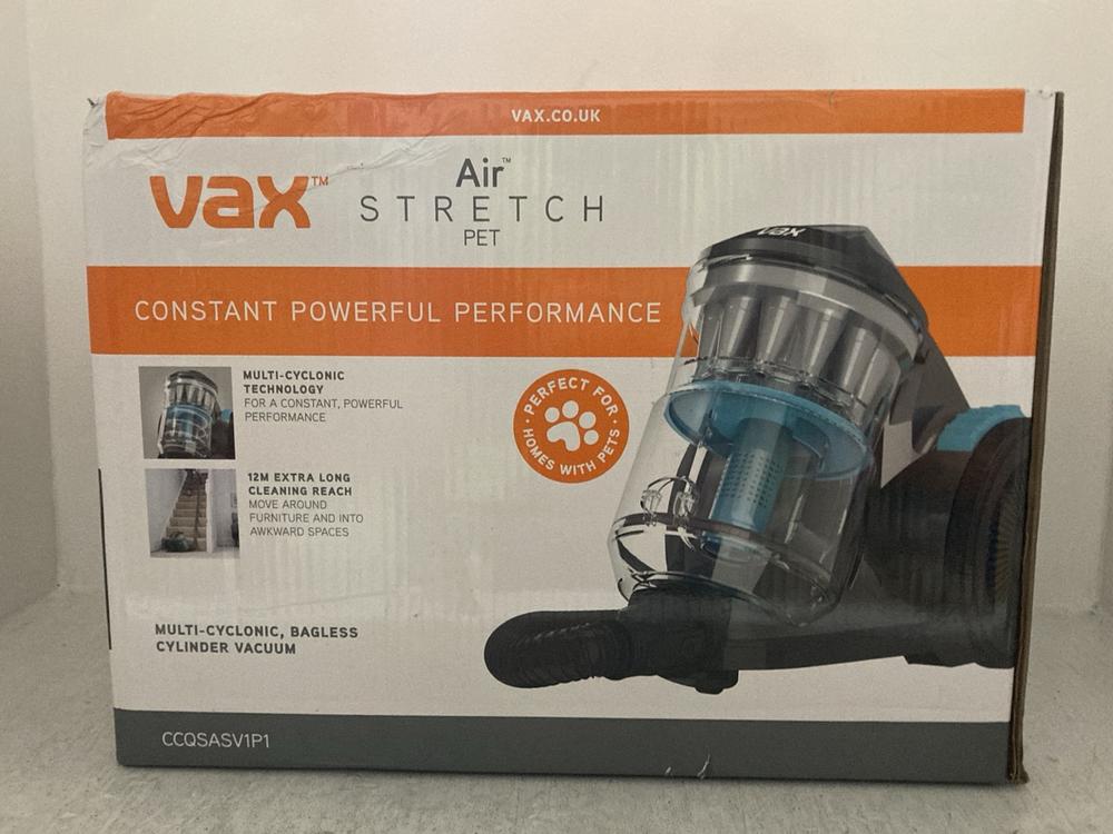 Lot 327  
            Chesterfield SR47 - Parcel Delivery Only 

                
VAX AIR STRETCH PET CYLINDER VACUUM CLEANER (LOCATION: A11)