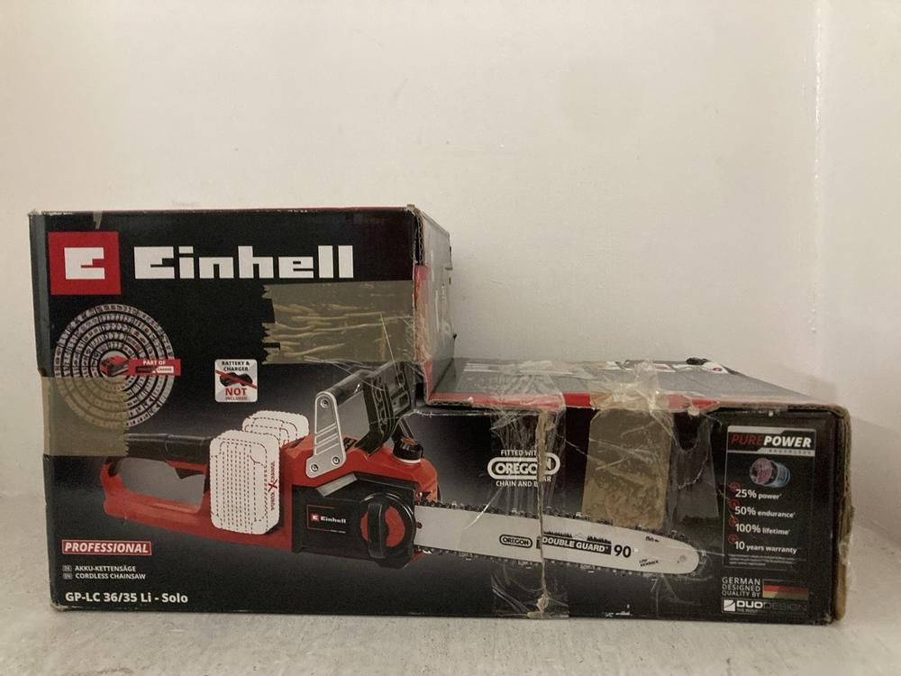 Lot 329  
            Chesterfield SR47 - Parcel Delivery Only 

                
EINHELL 36V CHAINSAW ORIGINAL RRP £139 - MODEL NO. GP-LC 36/35 LI SOLO (LOCATION:...