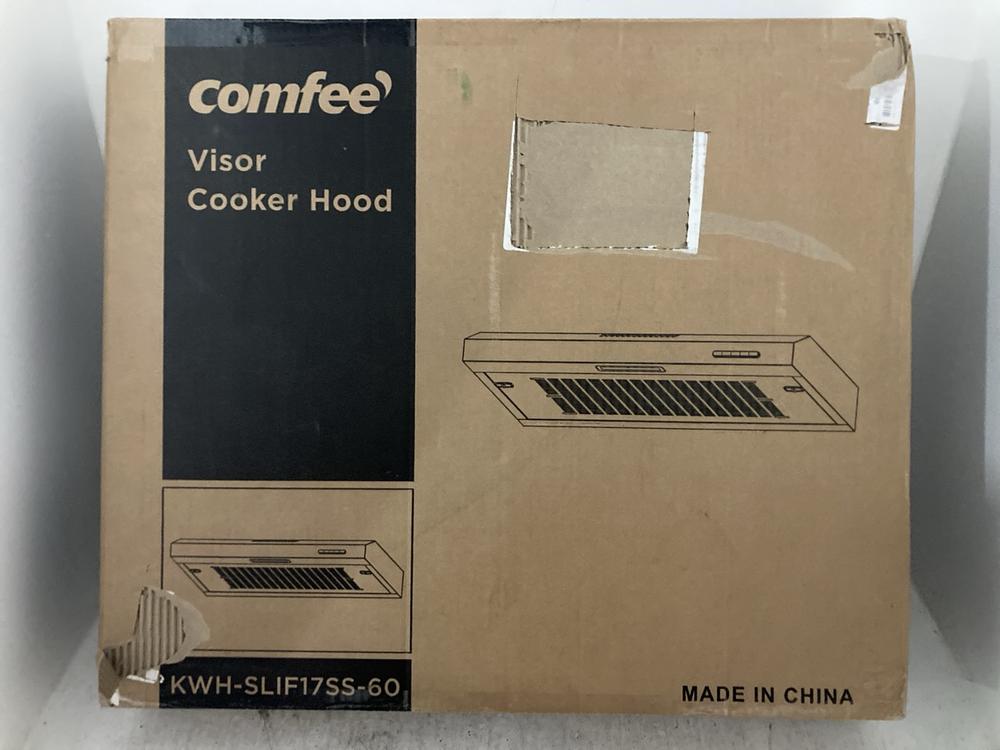 Lot 339  
            Chesterfield SR47 - Parcel Delivery Only 

                
COMFEE 60CM VISOR COOKER HOOD - MODEL NO. KWH-SLIF17SS-60 (LOCATION: A12)