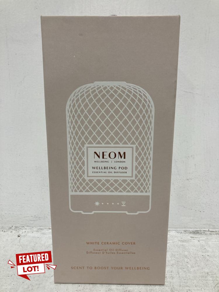 Lot 34  
            Chesterfield SR47 - Parcel Delivery Only 

                
NEOM WELLBEING POD ESSENTIAL OIL DIFFUSER WITH WHITE CERAMIC COVER ORIGINAL RRP £...