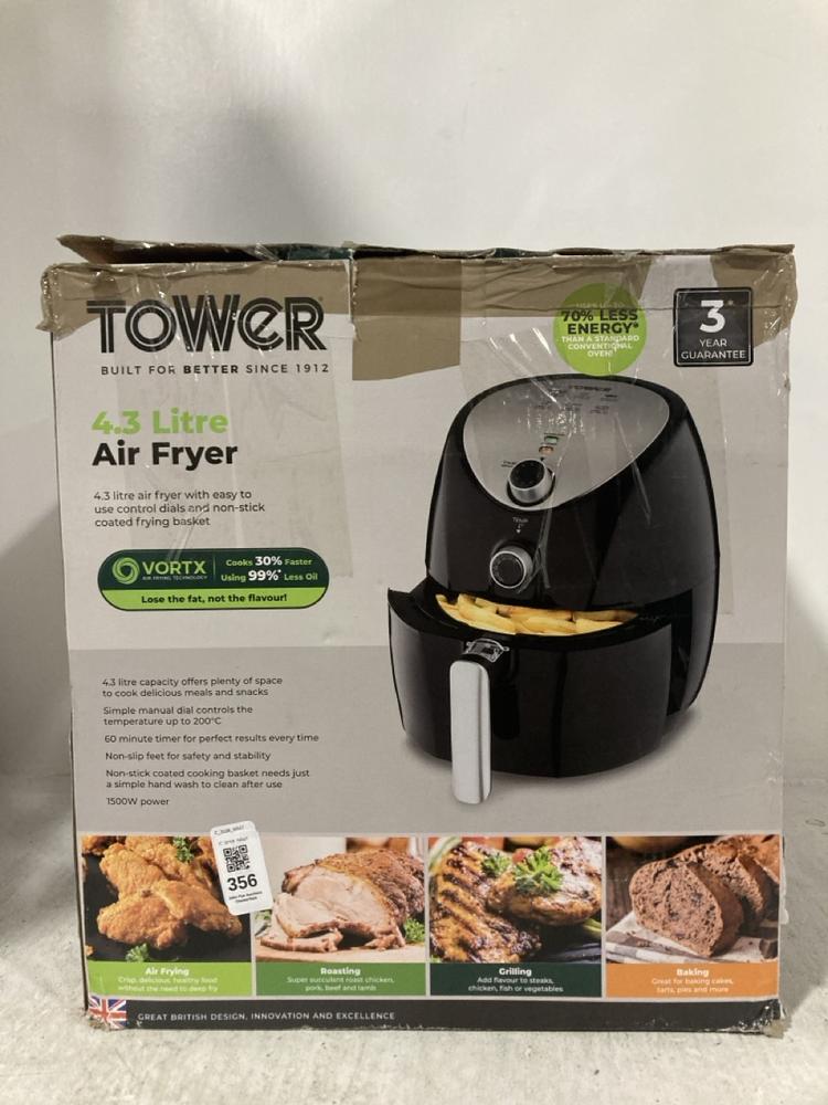 Lot 356  
            Chesterfield SR47 - Parcel Delivery Only 

                
TOWER 4.3L AIR FRYER (LOCATION: B1)