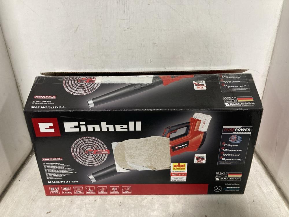 Lot 370  
            Chesterfield SR47 - Parcel Delivery Only 

                
EINHELL CORDLESS LEAF BLOWER ORIGINAL RRP £128 - MODEL NO. GP-LB 36/210 LI E SOLO...