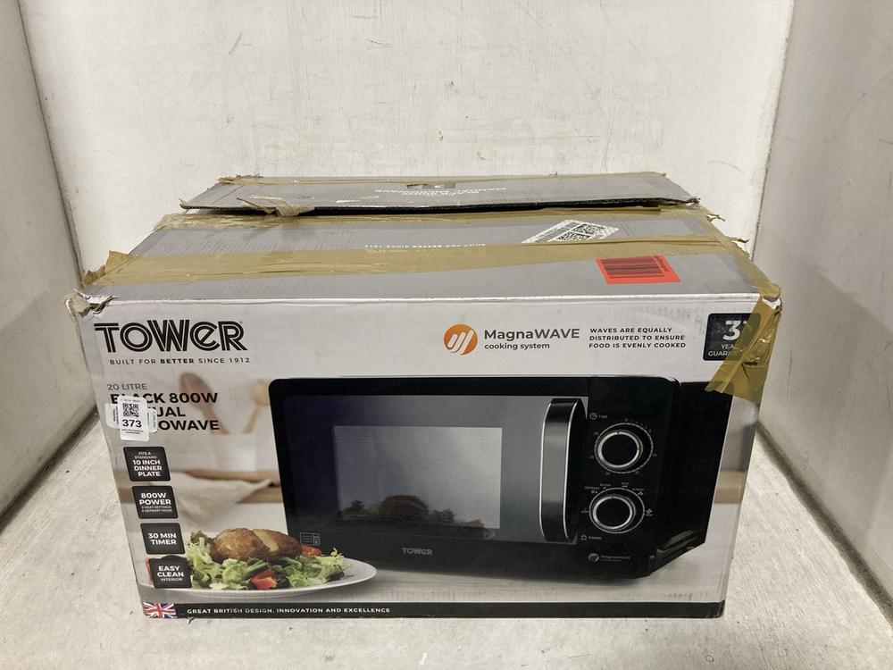 Lot 373  
            Chesterfield SR47 - Parcel Delivery Only 

                
TOWER 20L 800W MANUAL MICROWAVE (LOCATION: B2)