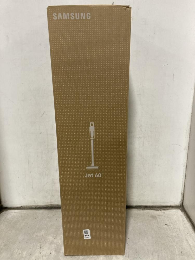 Lot 379  
            Chesterfield SR47 - Parcel Delivery Only 

                
SAMSUNG JET 60 CORDLESS VACUUM CLEANER ORIGINAL RRP £219 (LOCATION: B2)