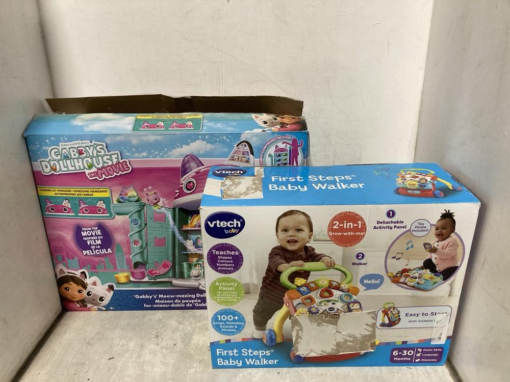 Lot 386  
            Chesterfield SR47 - Parcel Delivery Only 

                
GABBYS DOLLHOUSE THE MOVIE MEOWMAZING DOLLHOUSE TO INCLUDE VTECH BABY FIRST STEPS...