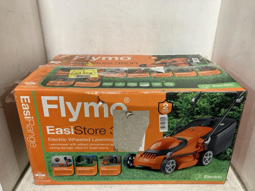 Lot 391  
            Chesterfield SR47 - Parcel Delivery Only 

                
FLYMO EASISTORE 380R ELECTRIC WHEELED LAWNMOWER. (LOCATION: B3)