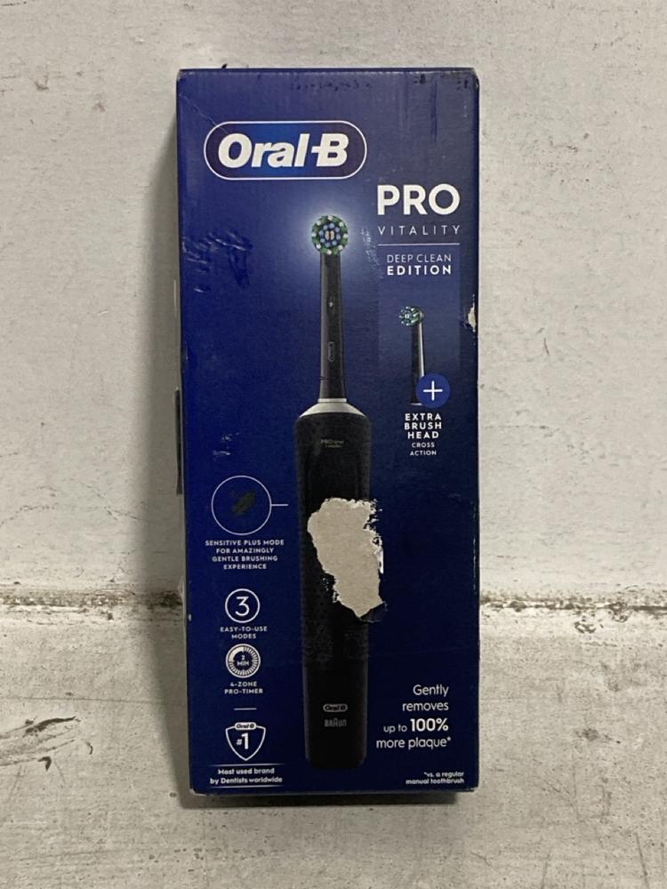 Lot 398  
            Chesterfield SR47 - Parcel Delivery Only 

                
ORAL B PRO VITALITY DEEP CLEAN EDITION ELECTRIC TOOTHBRUSH (LOCATION: B3)