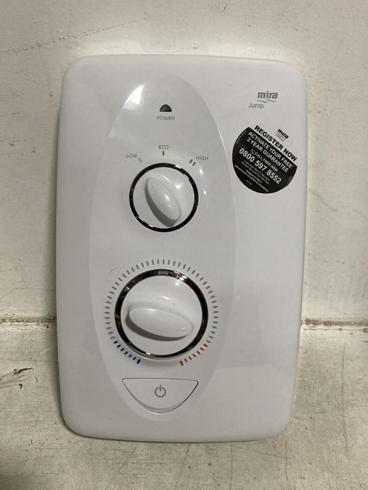 Lot 401  
            Chesterfield SR47 - Parcel Delivery Only 

                
MIRA JUMP MULTI FIT 9.5KW ELECTRIC SHOWER ORIGINAL RRP £150 (LOCATION: B3)
