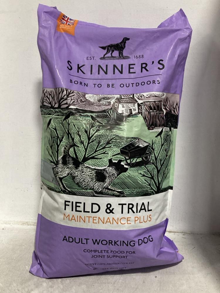 Lot 405  
            Chesterfield SR47 - Parcel Delivery Only 

                
SKINNERS FIELD AND TRAIL MAINTENANCE PLUS WORKING DOG COMPLETE DOG FOOD 15KG BB 0...