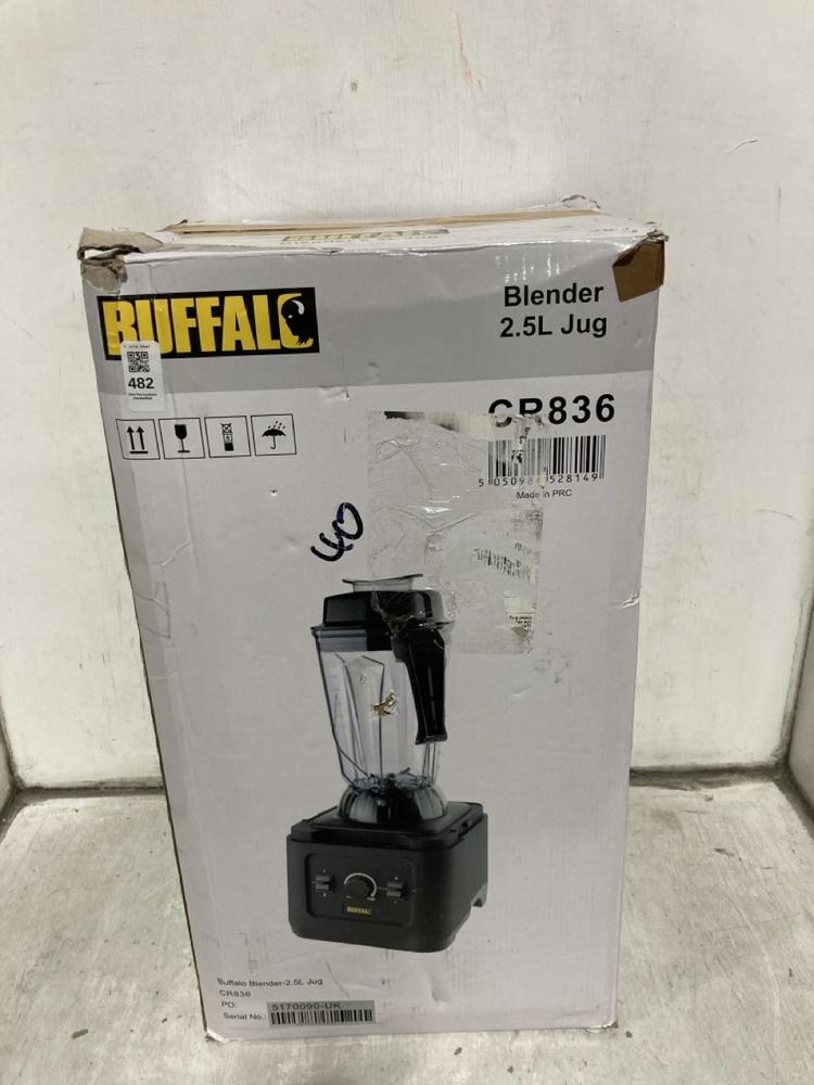 Lot 482  
            Chesterfield SR47 - Parcel Delivery Only 

                
BUFFALO BLENDER WITH 2.5L JUG ORIGINAL RRP £253 (LOCATION: B7)