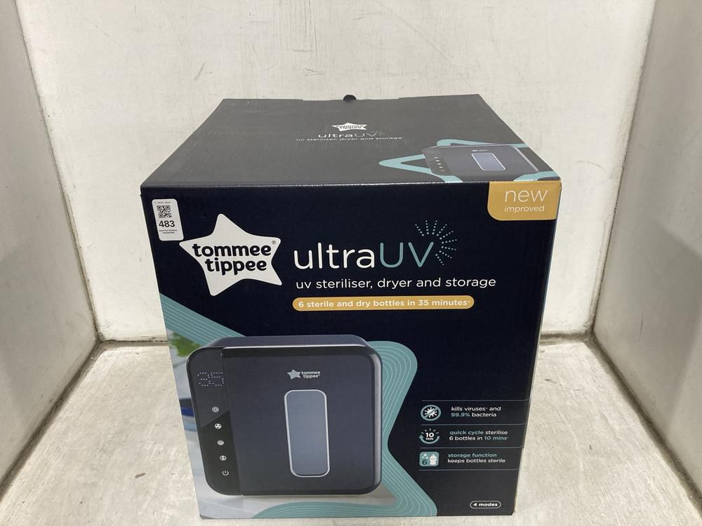 Lot 483  
            Chesterfield SR47 - Parcel Delivery Only 

                
TOMMEE TIPPEE ULTRA UV STERILISER, DRYER AND STORAGE ORIGINAL RRP £149 (LOCATION:...