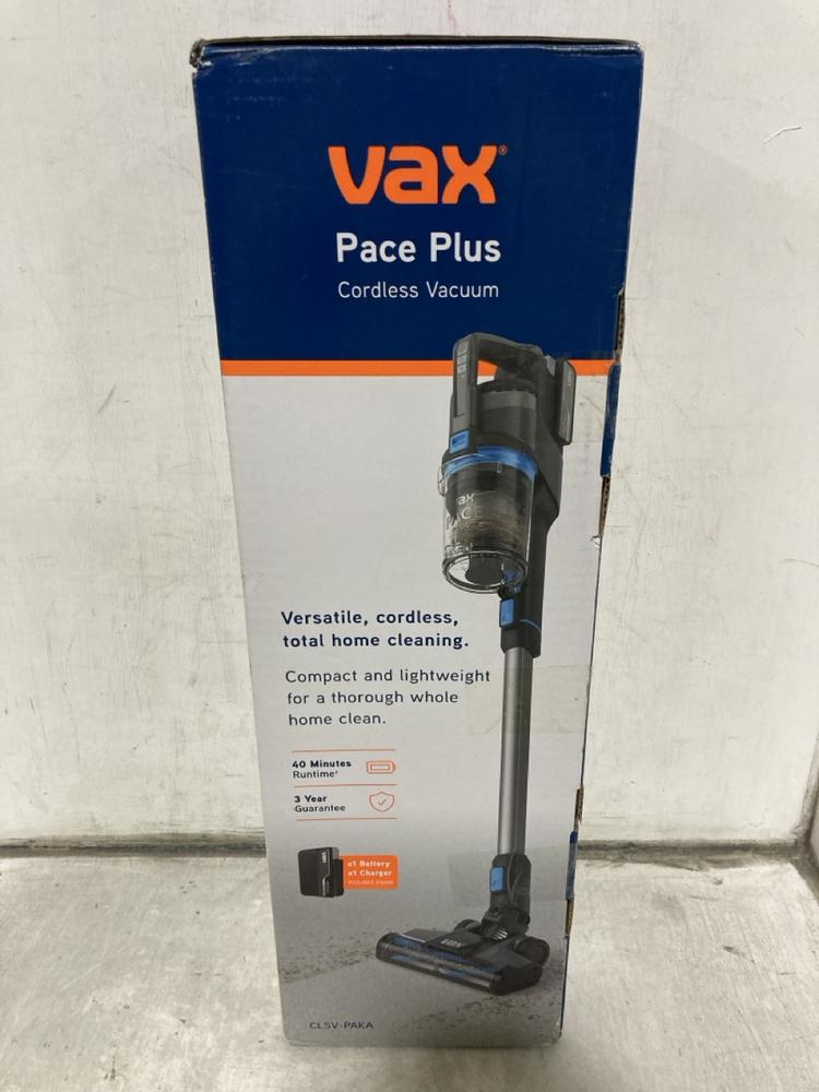 Lot 495  
            Chesterfield SR47 - Parcel Delivery Only 

                
VAX PACE PLUS CORDLESS VACUUM CLEANER ORIGINAL RRP £189 (LOCATION: B7)