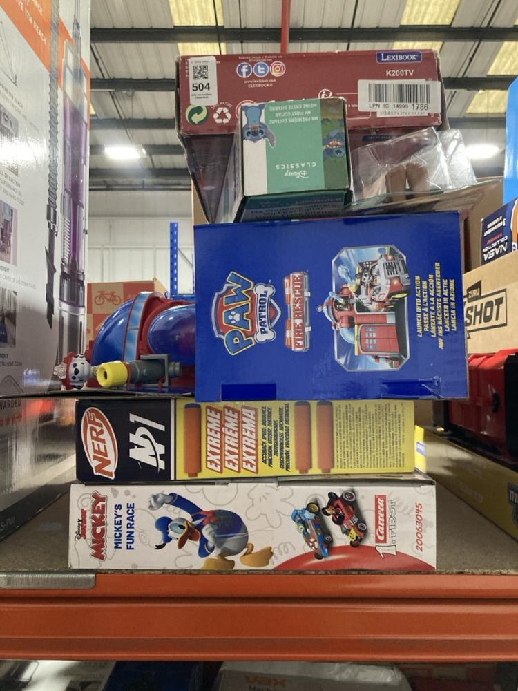 Lot 504  
            Chesterfield SR47 - Parcel Delivery Only 

                
6 X ASSORTED CHILDRENS TOYS TO INCLUDE PAW PATROL FIRE RESCUE COMMAND CENTRE WITH...