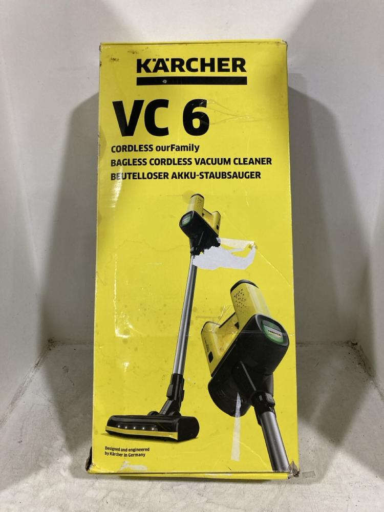 Lot 508  
            Chesterfield SR47 - Parcel Delivery Only 

                
KARCHER VC 6 CORDLESS VACUUM CLEANER ORIGINAL RRP £249 (LOCATION: B8)