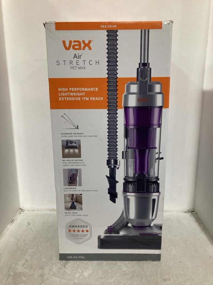 Lot 512  
            Chesterfield SR47 - Parcel Delivery Only 

                
VAX AIR STRETCH PET MAX UPRIGHT VACUUM CLEANER (LOCATION: B8)