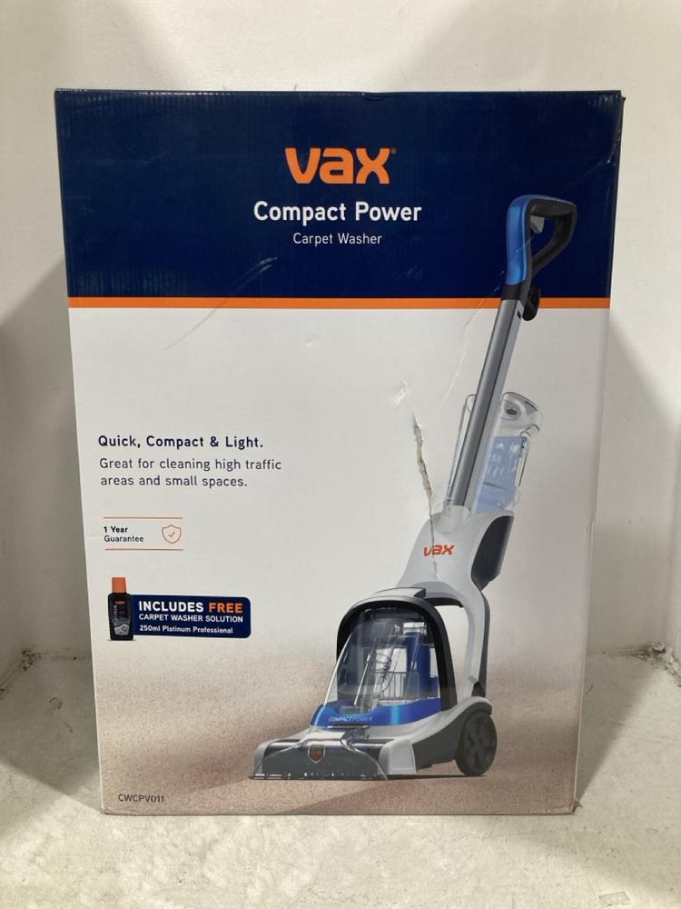 Lot 528  
            Chesterfield SR47 - Parcel Delivery Only 

                
VAX COMPACT POWER CARPET WASHER ORIGINAL RRP £100 (LOCATION: B8)