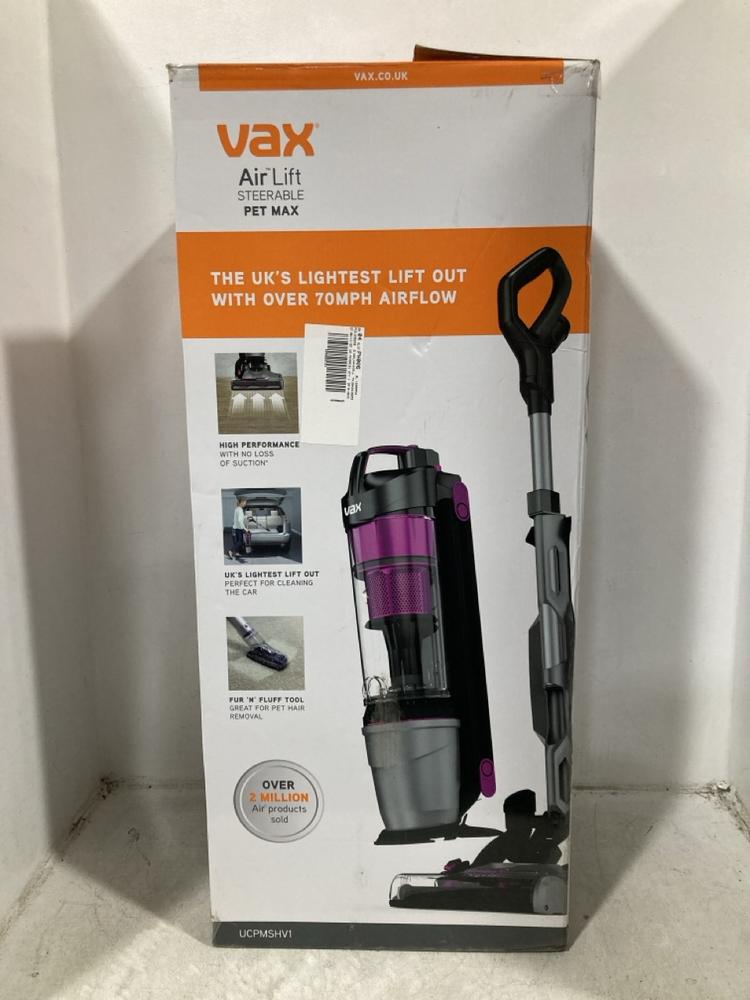 Lot 529  
            Chesterfield SR47 - Parcel Delivery Only 

                
VAX AIR LIFT STEERABLE PET MAX UPRIGHT VACUUM CLEANER (LOCATION: B8)