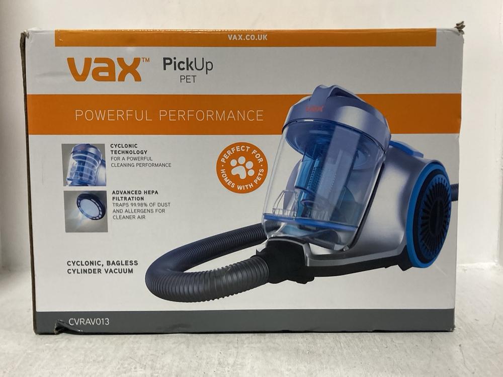 Lot 544  
            Chesterfield SR47 - Parcel Delivery Only 

                
VAX PICK UP PET CYLINDER VACUUM CLEANER (LOCATION: B9)