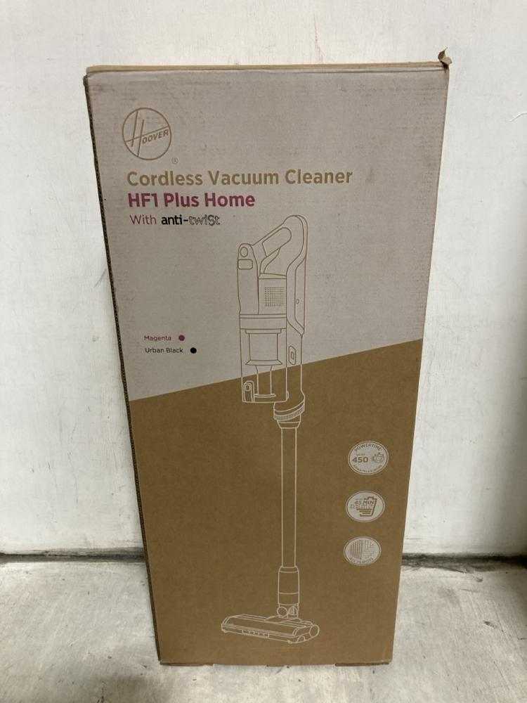 Lot 565  
            Chesterfield SR47 - Parcel Delivery Only 

                
HOOVER HF1 PLUS HOME CORDLESS VACUUM CLEANER ORIGINAL RRP £130 (LOCATION: B10)