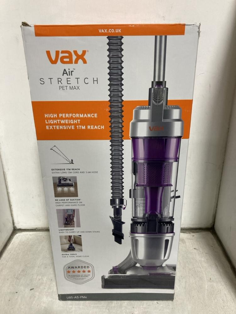 Lot 578  
            Chesterfield SR47 - Parcel Delivery Only 

                
VAX AIR STRETCH PET MAX UPRIGHT VACUUM CLEANER (LOCATION: B10)