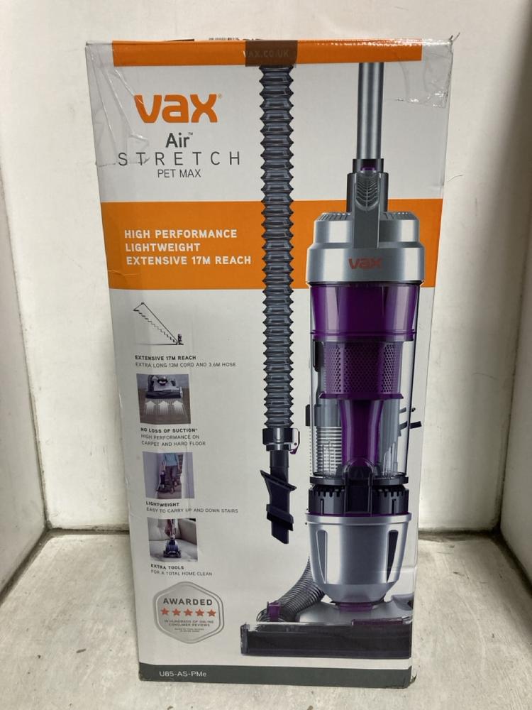 Lot 579  
            Chesterfield SR47 - Parcel Delivery Only 

                
VAX AIR STRETCH PET MAX UPRIGHT VACUUM CLEANER (LOCATION: B10)