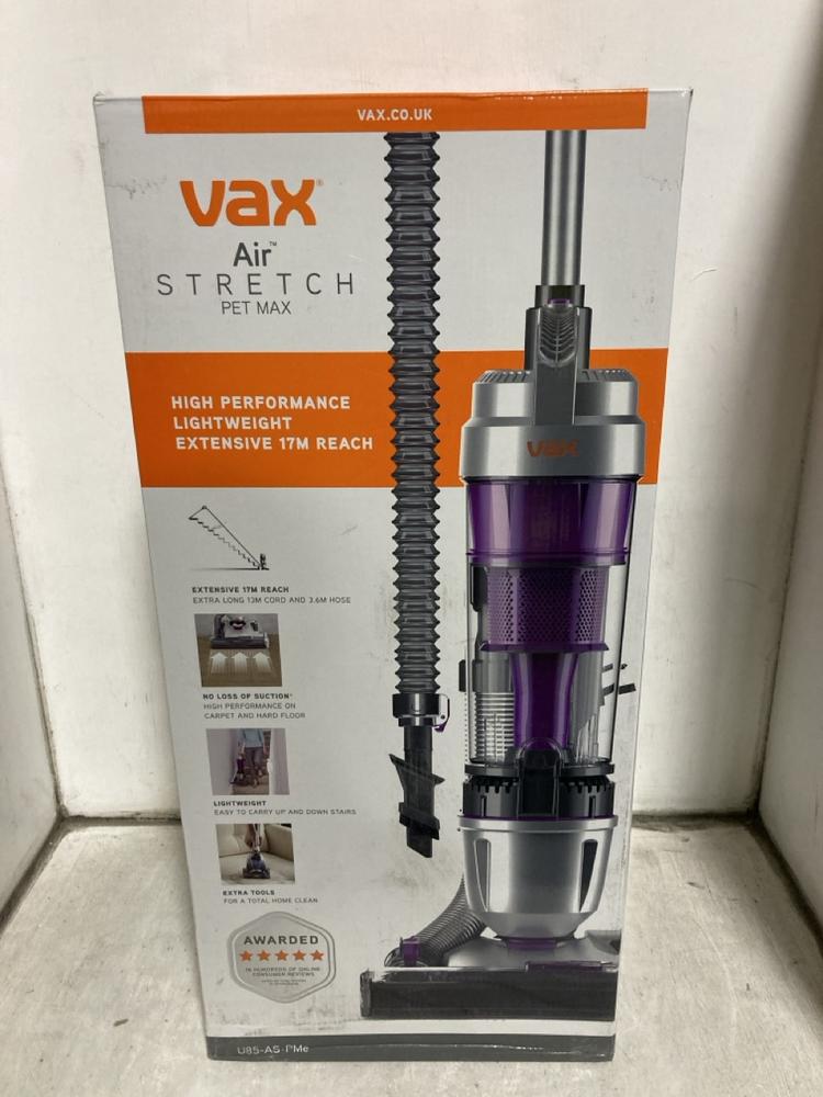 Lot 584  
            Chesterfield SR47 - Parcel Delivery Only 

                
VAX AIR STRETCH PET MAX UPRIGHT VACUUM CLEANER (LOCATION: B10)